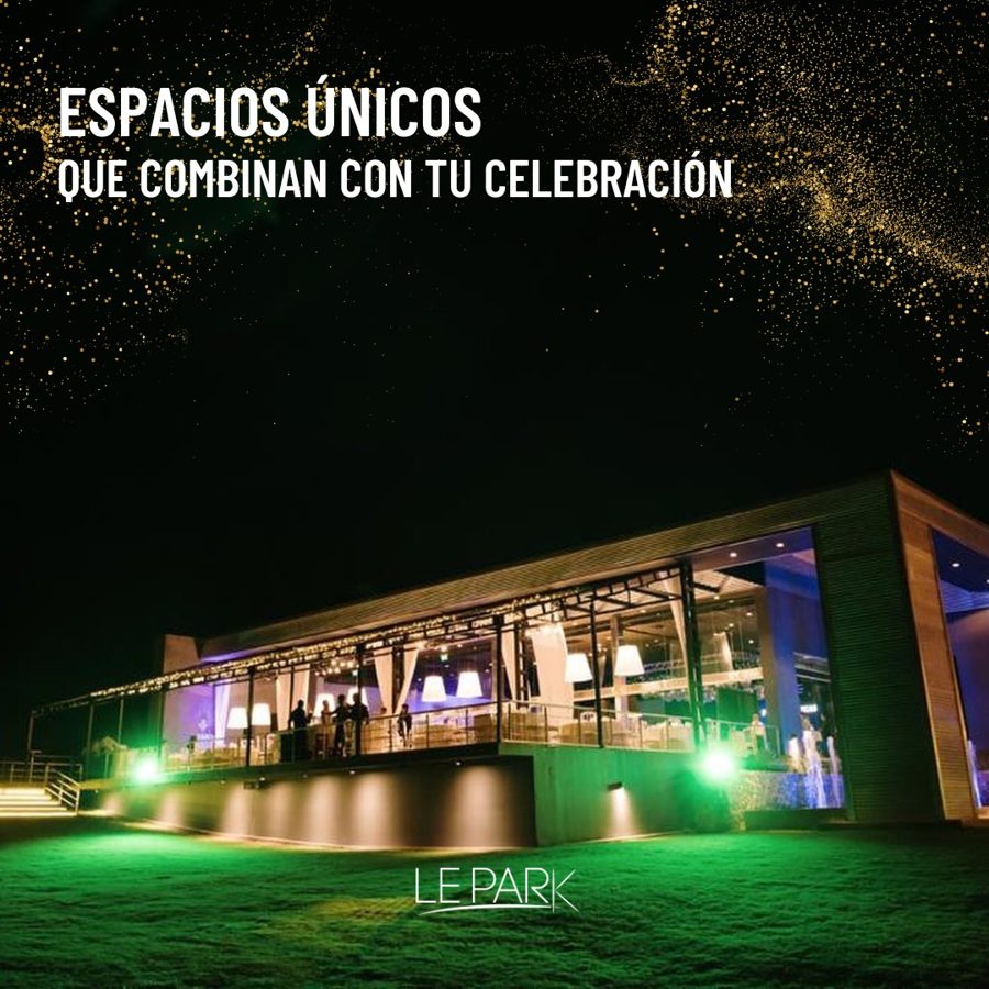 Espacios de Le Park iluminados de noche